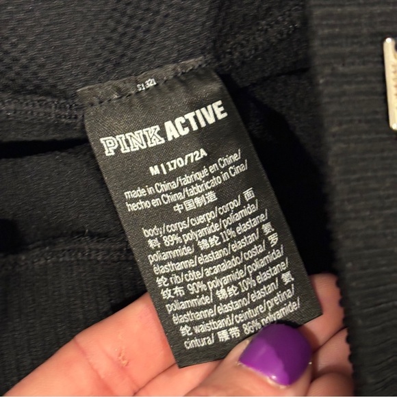 Victoria’s Secret Active PINK Textured Biker Short Black Women’s Medium - Picture 7 of 11